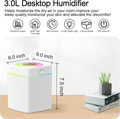 Humidifiers for Bedroom, 2.0L Cool Mist Humidifier for Plants & Home