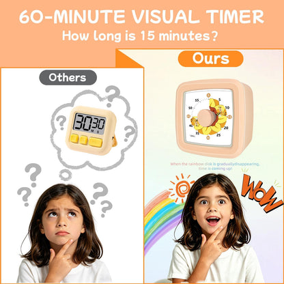 Kids Visual Timer 60 Minute – Countdown Clock for Homework, Kitchen Timer for Cooking, Silent Mini Timer with Cute Mermaid Shell Pattern, Gift Timers for Kids Focus & Daily Routines, Purple