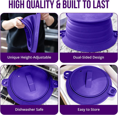 L.I.Q. Silicone Splatter Guard, Durable SplatterDom, Blue Steel, Large | 10 and 12 Inch Pots, 10'' Lid, Food and Oil Splash Guard for Cooking, Easy to Clean and Store, BPA-Free, Microwave Safe