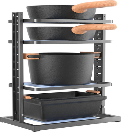 LAMU Pots and Pans Organizer for under Cabinet, 6-Tier Heavy Duty Pan Pot Organizers inside Cabinet Adjustable 14 to 24.57", Pot Rack Kitchen Cabinet Organization and Storage Holds up to 12" Cookware