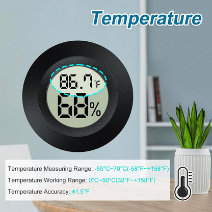 2 Pack Mini Digital Hygrometer Gauge Indoor Thermometer, LCD Monitor Temperature Outdoor Humidity Meter for Greenhouse Jars Incubators Guitar Case, Fahrenheit (℉) or Celsius(℃)