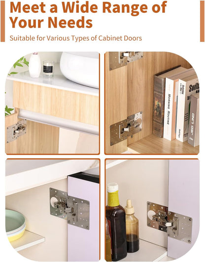 20PCS Upgraded Cabinet Hinge Repair Plate FOGZUVR Durable for Cabinet Doors | 100K Cycle Stainless Steel Door Hinge Mounting Plate Stainless Steel Rustproof Fix Loose Doors with Screws Bulk Easy Install