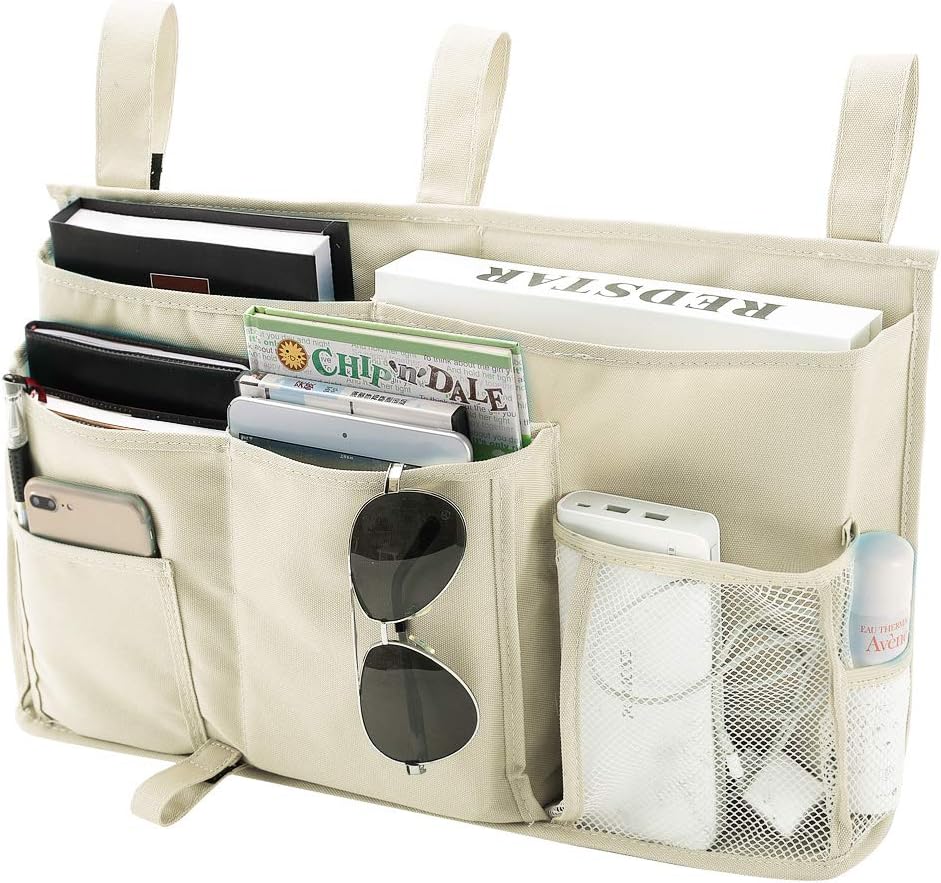 Bseash Bunk Bed Organizer, Bedside Caddy Hanging Bed Organizer Storage Bag 8 Pockets, for College Dorm Rooms Bed, Hospital Bed, Baby Bed Rails, 600D Oxford Cloth