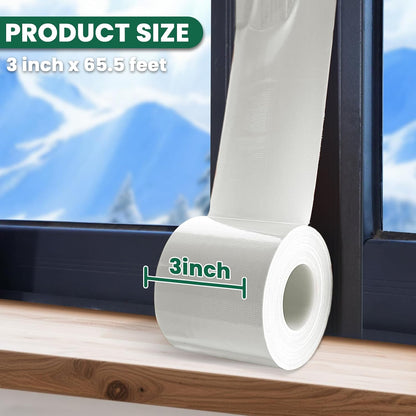 Window Sealing Tape, 20 Mil Thick Window AC Insulation Sealing Draft Tape | 3 inch X 33 FT, Blocker for Cold Heat Air, Waterproof Tape for Repair, Heavy Duty No Residue (Clear)