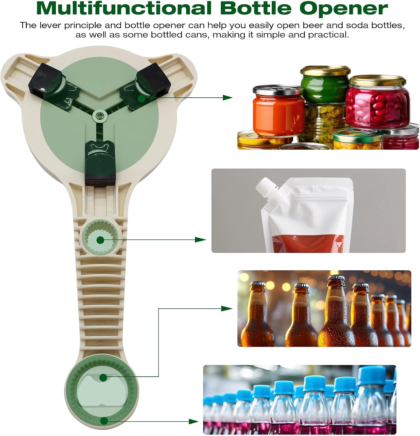 RAIN SPIRIT Adjustable Jar Opener for Seniors & Weak Hands,Bottle Cap | Opener Ergonomic Manual for Small to Large Lids (1"-3.5") – Multifunction Kitchen Tool for Arthritic Hands, Beer, Jars
