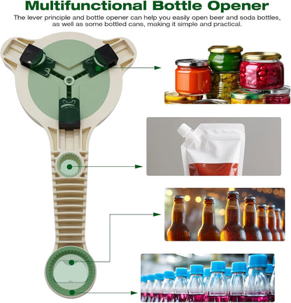 RAIN SPIRIT Adjustable Jar Opener for Seniors & Weak Hands,Bottle Cap | Opener Ergonomic Manual for Small to Large Lids (1"-3.5") – Multifunction Kitchen Tool for Arthritic Hands, Beer, Jars