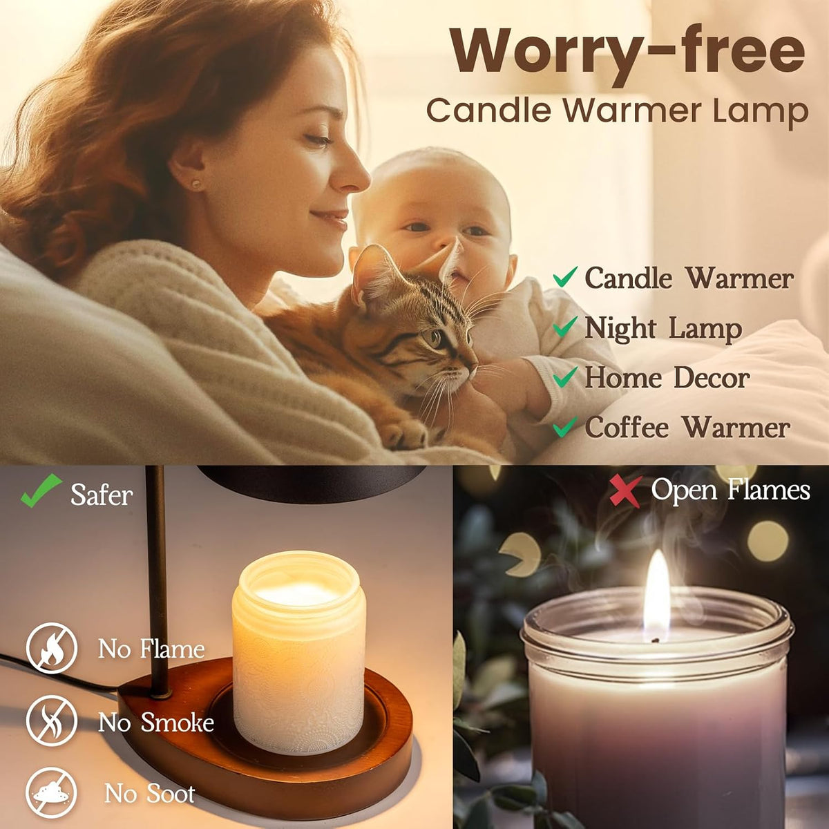 Marycele Candle Warmer Lamp with Timer, Vintage Home Decor, Gifts for Women