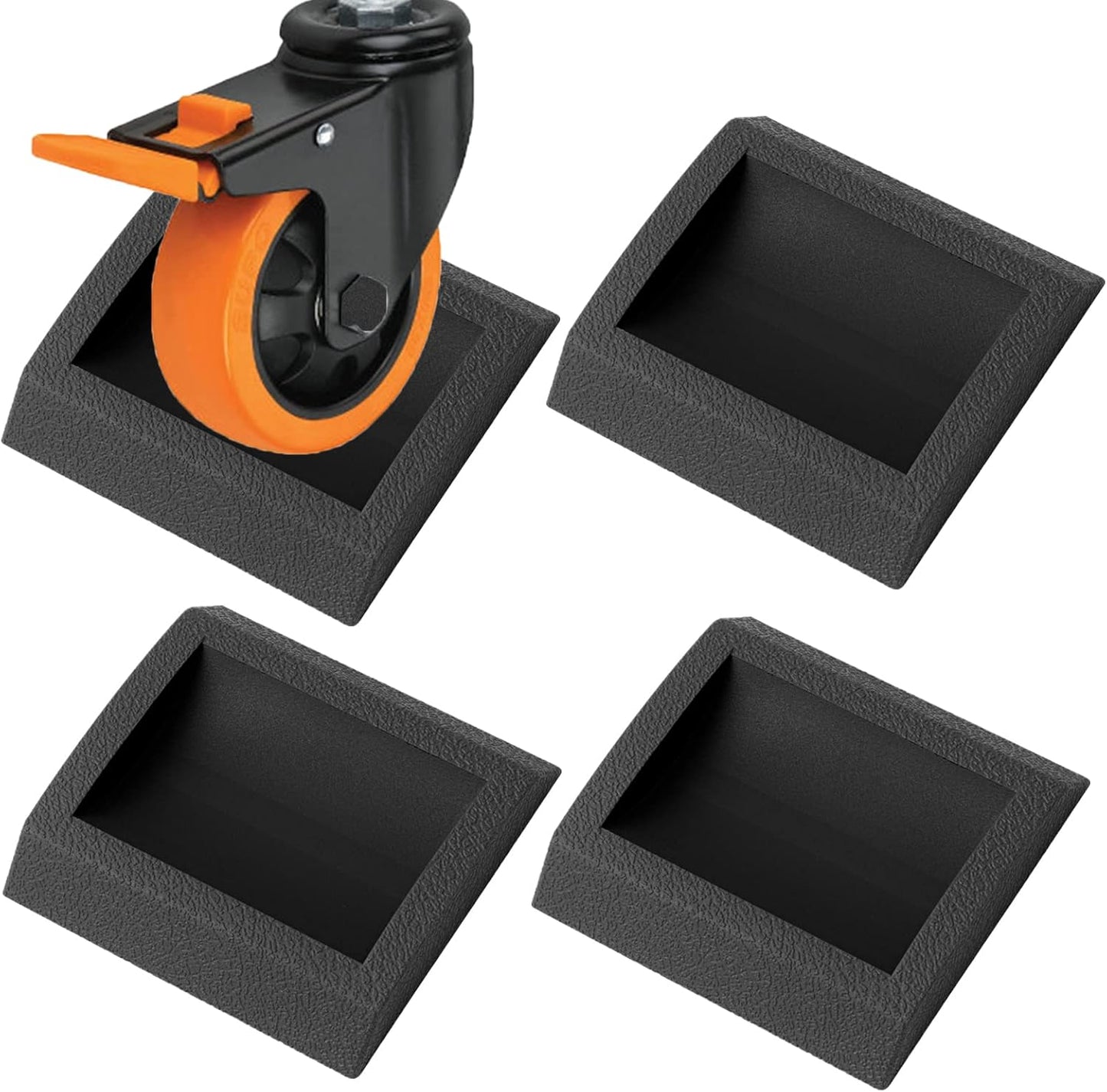 Bed Stoppers Furniture Stopper, 4 Pack Wheel Stoppers Furniture Caster Cups - Premium Solid Rubber Caster Cups Furniture Cups Fits to All Floors & Wheels of Sofas, Beds, Chairs, Prevents Scratches