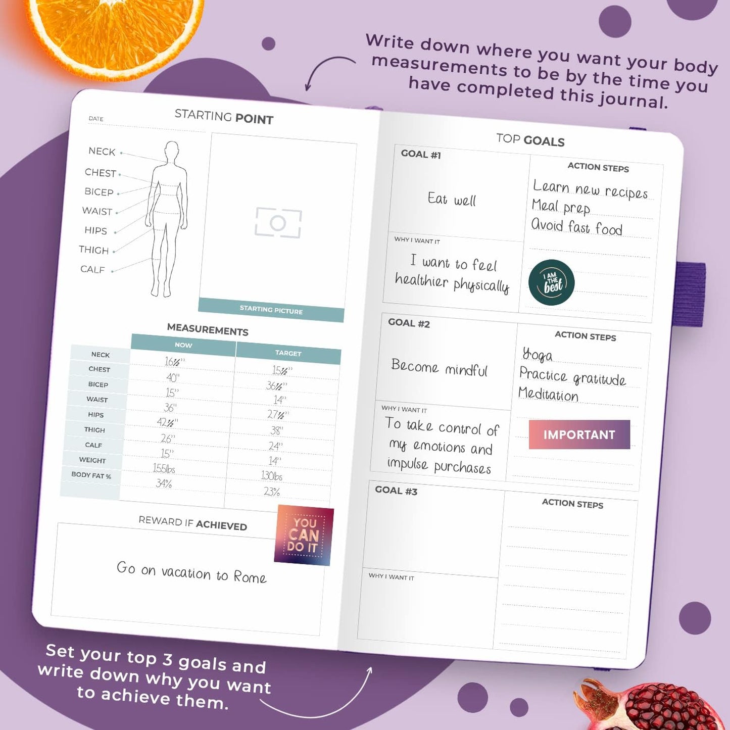 Clever Fox Wellness Planner & Food Journal for Weight Loss, A5 Orange | 5.8"x8.3" nutrition & exercise tracker for women tracking meals, diet & symptom diary, calorie counter notebook, stickers