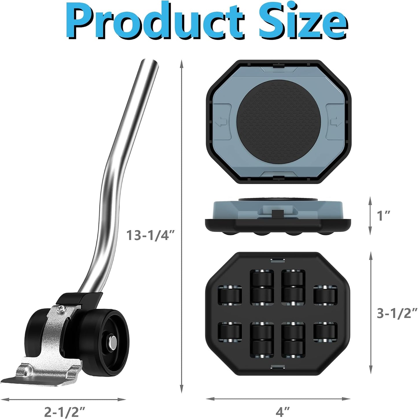 Furniture Lift Mover Tool, Heavy Duty Furniture Lifter and Movers Set with Sliders - Easily Move Heavy Items on Hardwood Flooring and Carpet (Grey Blue)