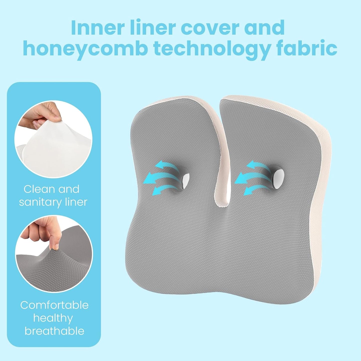 Seat Cushion, Memory Foam for Sit Bone and Back Pain Relief | Dual-Hole Ventilation, Coccyx,Sciatica and Tailbone Hip Relief ,Posture Support ,Office Chair and Car Seat,Home Use