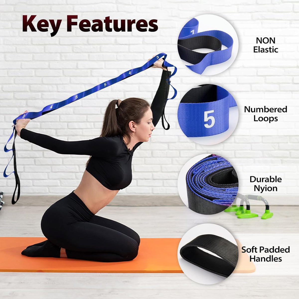 Acozycoo Stretching Strap with Loops for Physical Therapy,Knee,Calf,Back