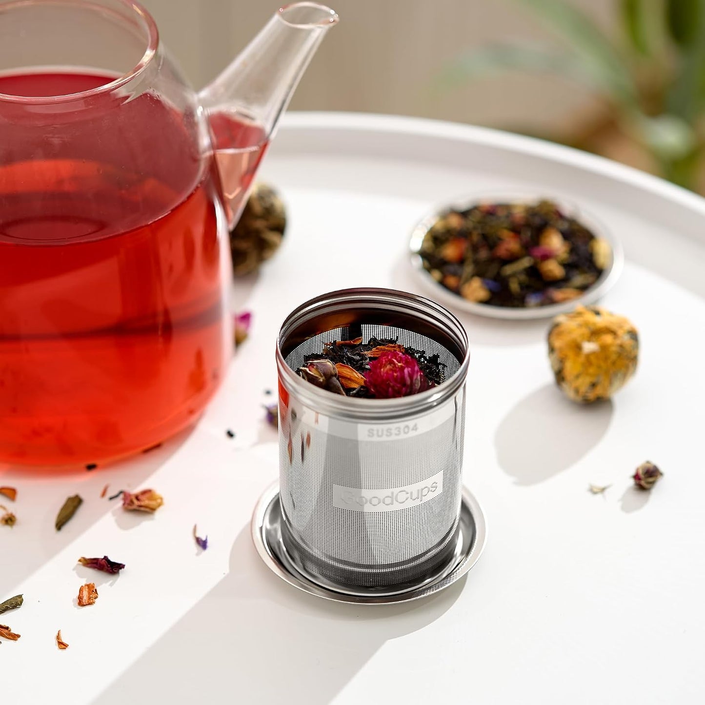 Stainless Steel Tea Infuser for Loose Leaf Tea, Small (1.5” Diameter x 2.2” Height) – Extra Fine Mesh Strainer with Chain Hook & Lid, Reusable Tea Steeper for Mugs, Cups & Teapots