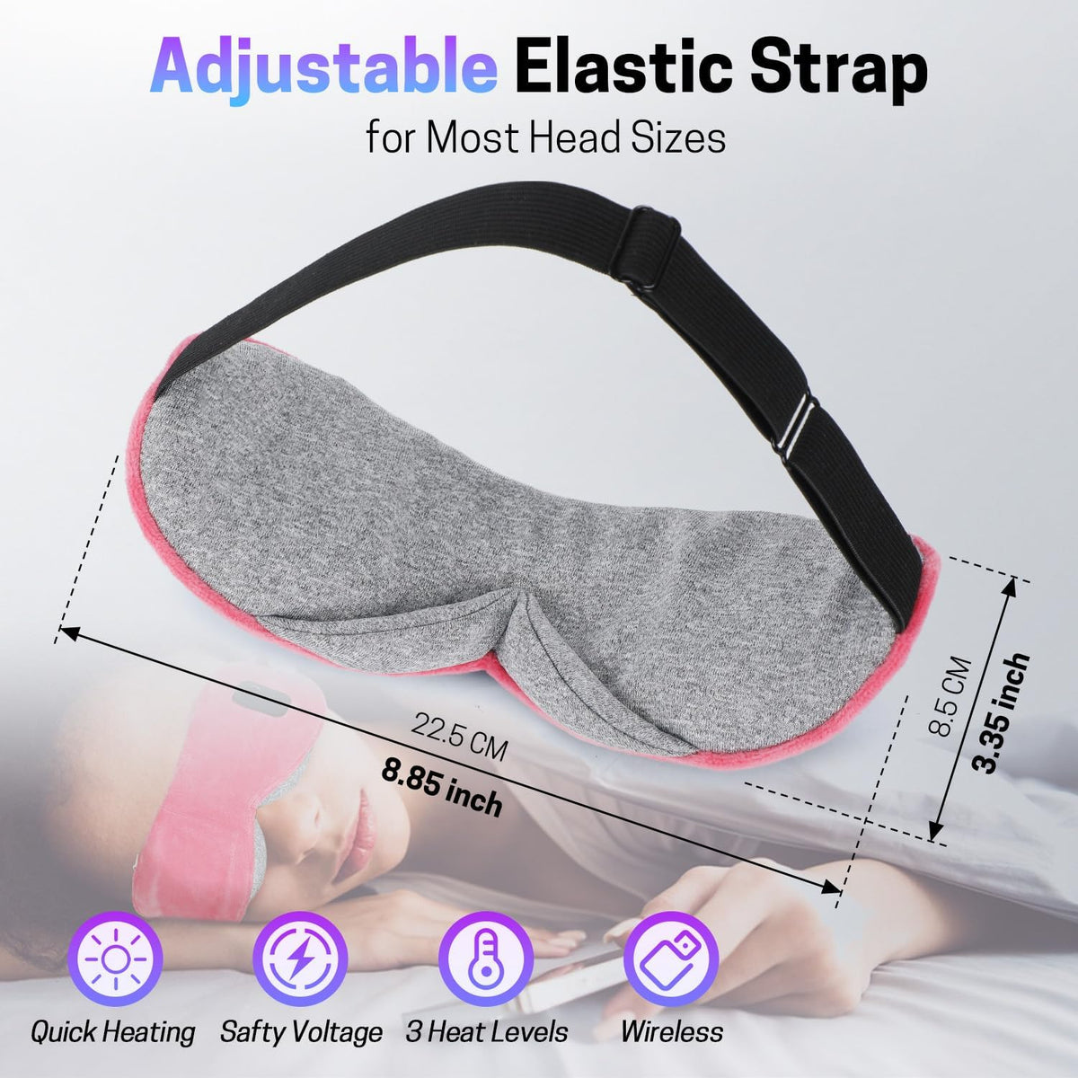 Aurya Heated Eye Mask for Dry Eyes, Cordless Warm Eye Mask, Relief Eye Irritated & Strained, Heated Mask for Blepharitis, Styes, Eye Relief, 8.85×3.35 in