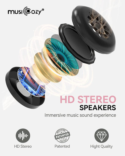 MUSICOZY 3D Sleep Headphones Bluetooth 5.4 Sleep Mask with HD Speakers