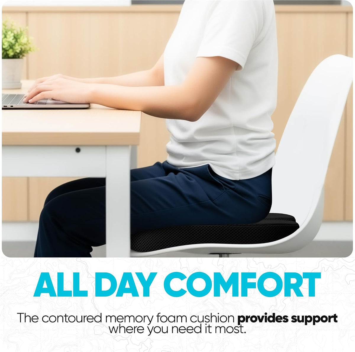 FORTEM Seat Cushion, Office Chair Cushion for Tailbone Sciatica Pain Relief