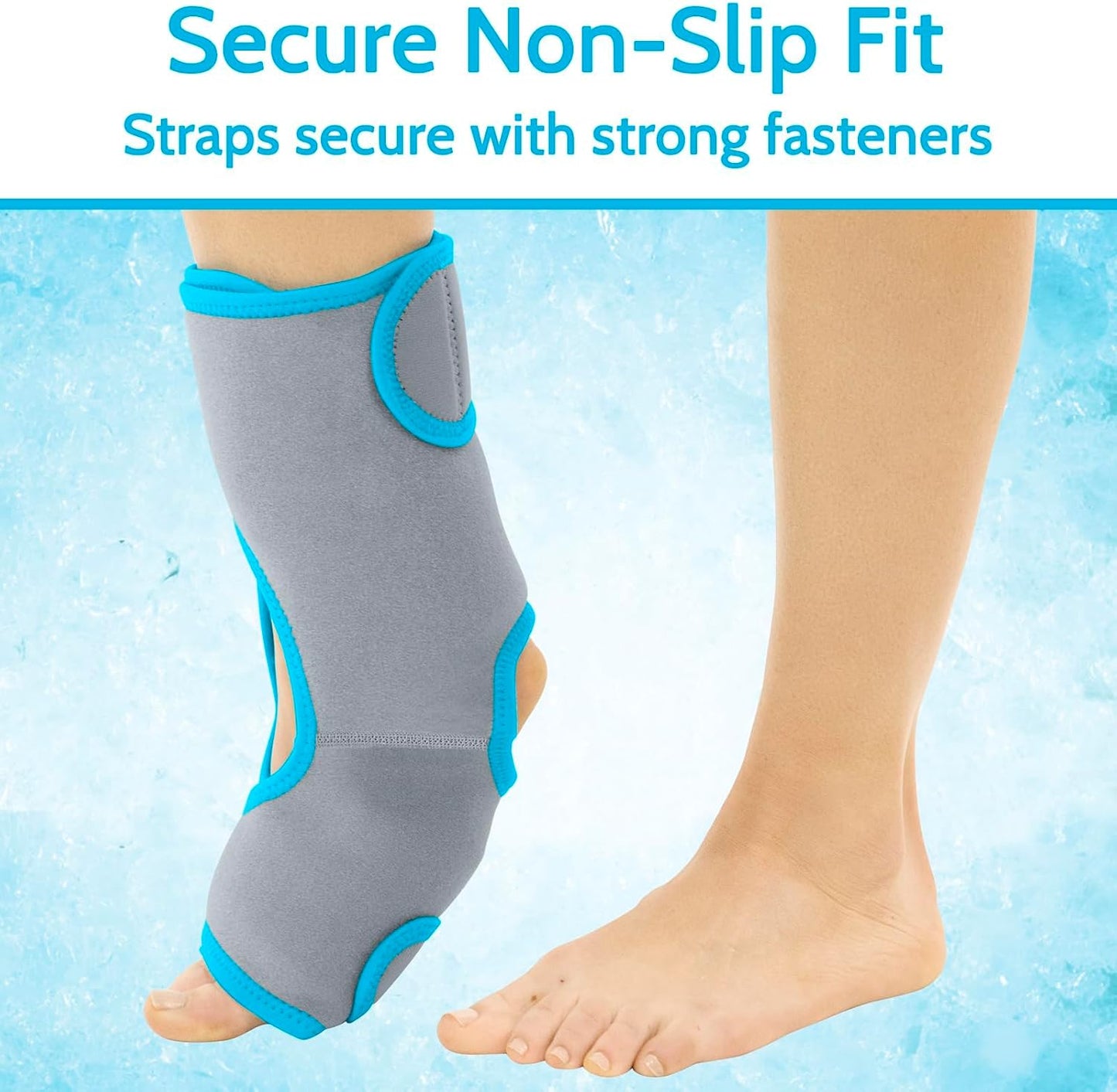 Vive Ankle Ice Pack Wrap - Foot Cold/Hot Compression Brace - Adjustable | Freeze Support for Cooling/Heating Achilles Injuries, Tendonitis, Plantar Fasciitis, Sore Feet, Inflammation, Muscle Sprain