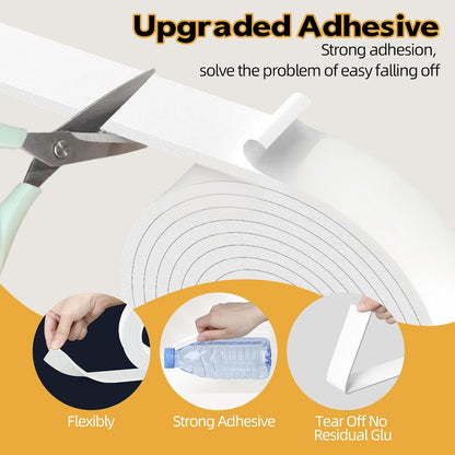 1 in Wide x 1/8 in Thick x 33FT Foam Weather Stripping Door Seal,Window Sealing Tape，Single-Sided Self-Adhesive Insulation Sealing Strip White