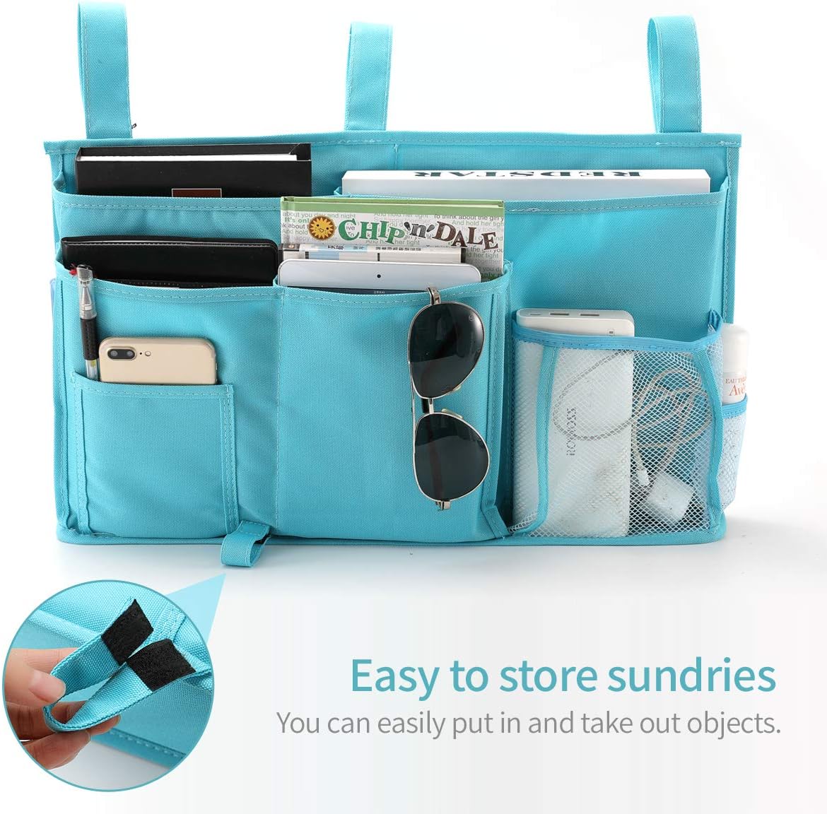 Bseash Bunk Bed Organizer, Bedside Caddy Hanging Bed Organizer Storage Bag 8 Pockets, for College Dorm Rooms Bed, Hospital Bed, Baby Bed Rails, 600D Oxford Cloth