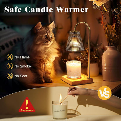 Hong-in Candle Warmer Lamp with Timer, House Warming Gifts New Home Decor | Dimmable & Adjustable Height, Electric Wax Warmer for Scented Wax Jar Candles,Gifts for Women Mom Sister