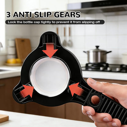 4-in-1 Heavy Duty Jar Opener for Seniors and Weak Hands – Ergonomic Manual Bottle Opener for Small to Large Lids – Multifunction Kitchen Tool for Arthritic Hands, Beer, Sauces & Canned Goods