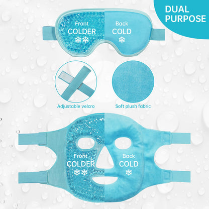 ZNÖCUETÖD Cold Face Eye Mask Ice Pack Reduce Facial Puff, Dark Circles, Hot Cold Compress Pack, Face SPA Gift for Woman Sleeping, Pressure, Headaches, Skin Care, Post Laser Cosmetic Care, Reversible