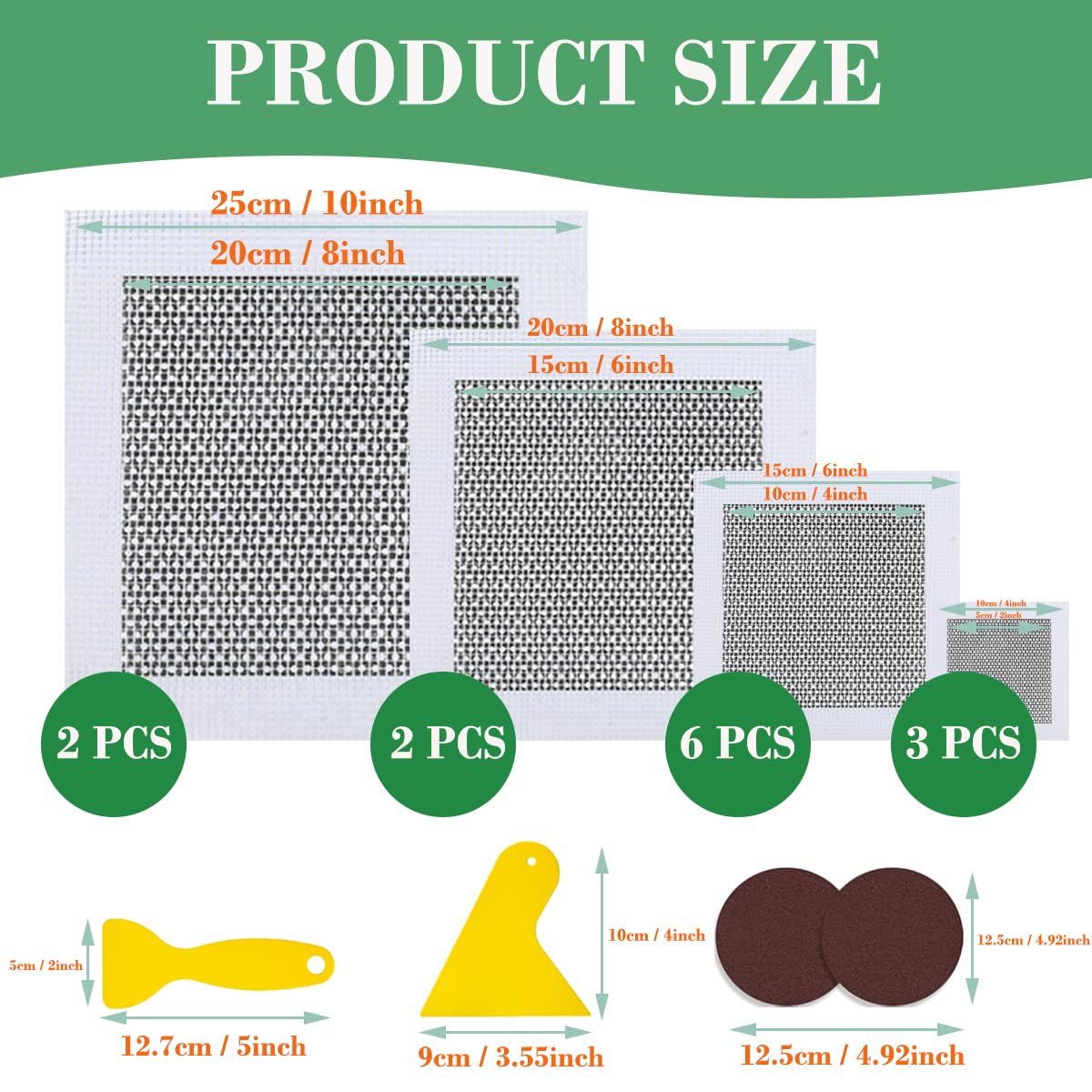 Palmhill 17 Pack Dry Wall Patch Walls,2/4/6/8 Drywall Patch Repair Kit | Self-Adhesive Wall Hole Repair Patch Kit With Fiber Mesh, Putty Knives And Sandpaper For Plasterboard, Ceiling, Wall Damage