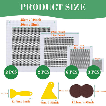 Palmhill 17 Pack Dry Wall Patch Walls,2/4/6/8 Drywall Patch Repair Kit | Self-Adhesive Wall Hole Repair Patch Kit With Fiber Mesh, Putty Knives And Sandpaper For Plasterboard, Ceiling, Wall Damage