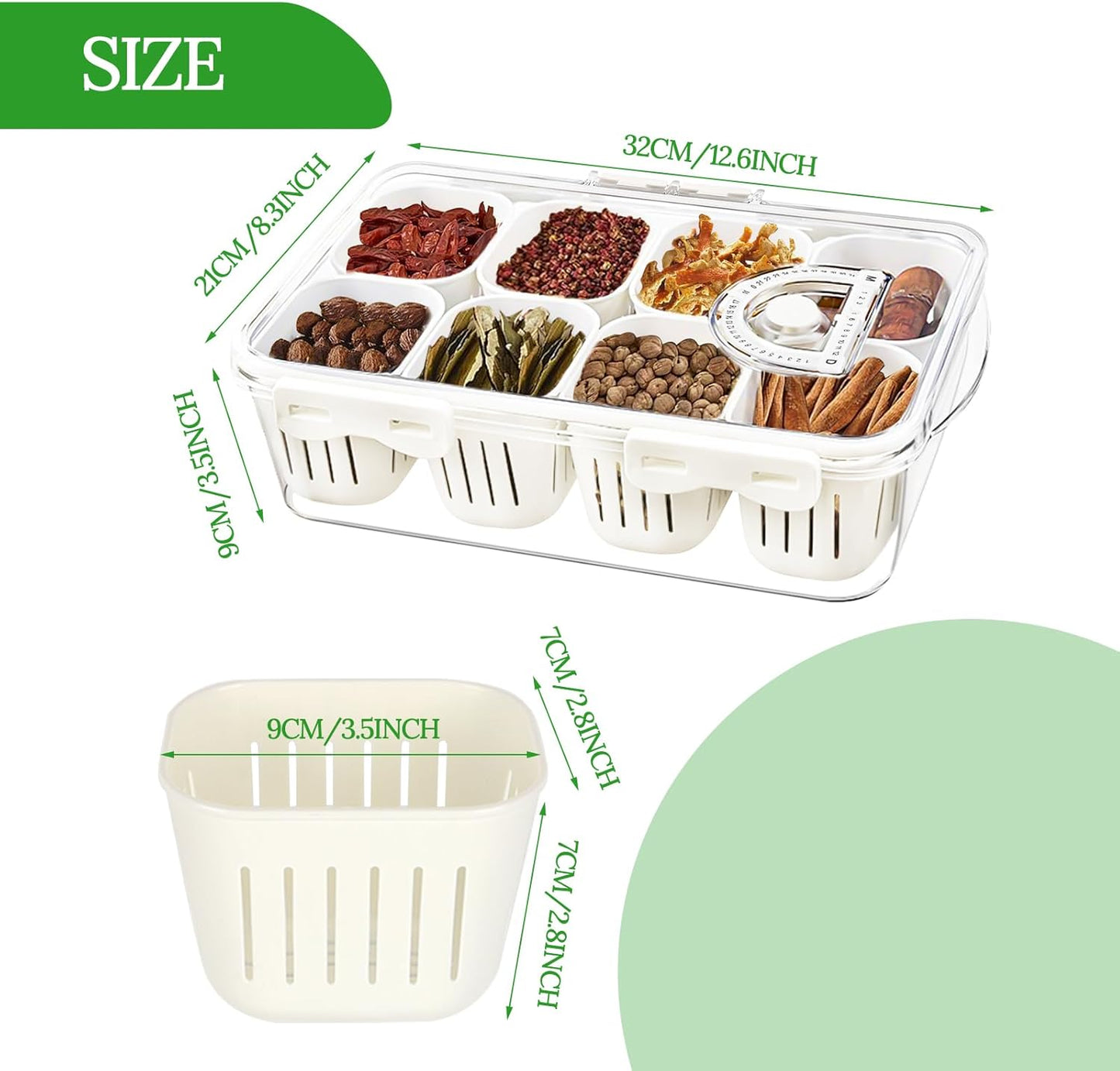 Fruit Storage Containers for Fridge with Lid and Handle, Veggie Tray Bins | Portable Fresh Produce Saver, Food Storage Container with 4 Removable Strainers,Salad Bar for Berry, Vegetable, Refrigerator