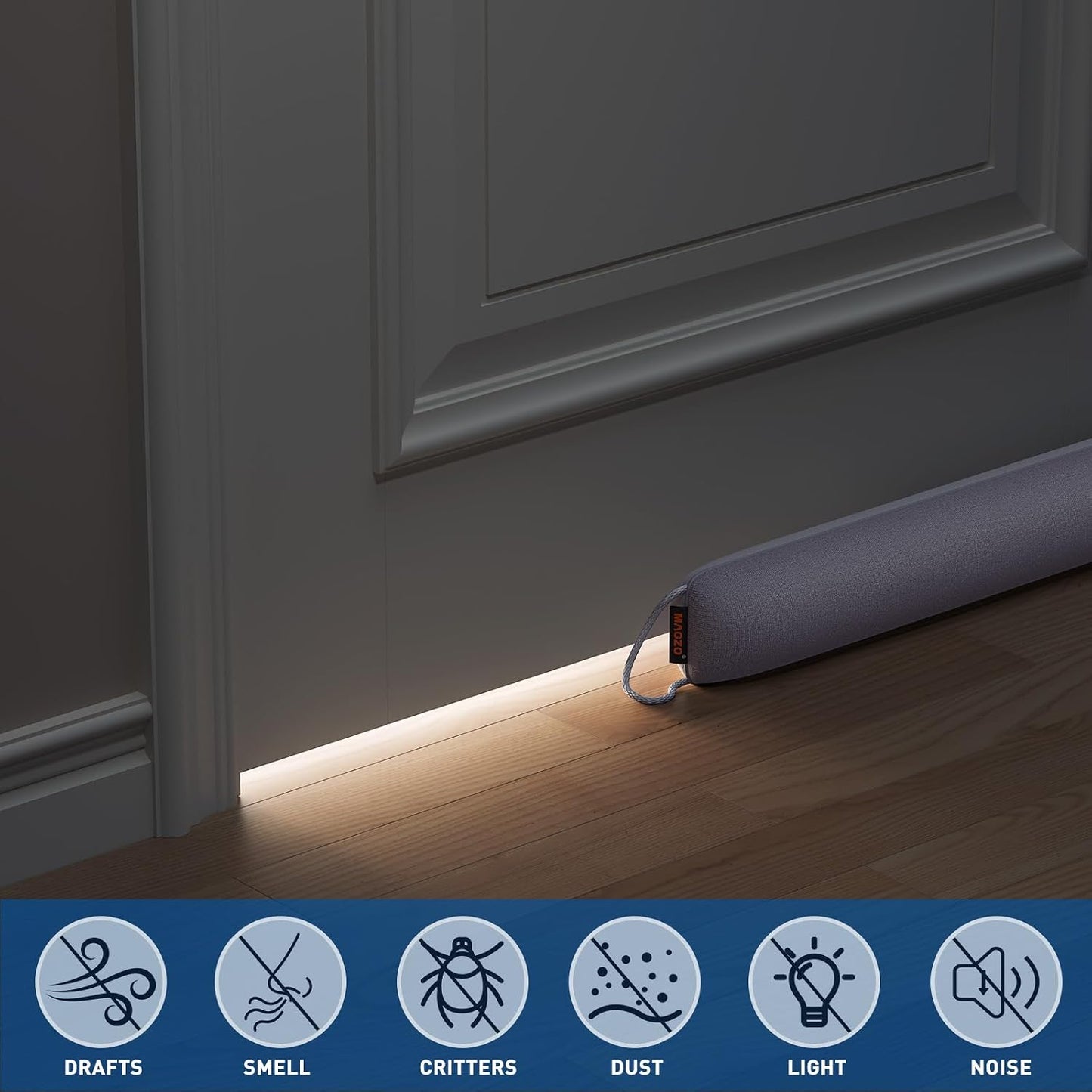 MAGZO Door Draft Stopper 36 Inches, Energy Saving, Gray | Weighted Sound Proofing for Door Draft Blocker, Under Door Gap Filler with Machine Washable Fabric