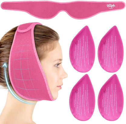 Hilph Wisdom Teeth Ice Pack Head Wrap, Face Ice Pack for Jaw Oral Surgery | Large Jaw Ice Wrap with 4 Hot Cold Gel Packs, Pain Relief for TMJ, Tonsillectomy, Wisdom Teeth Recovery Must Haves, Blue