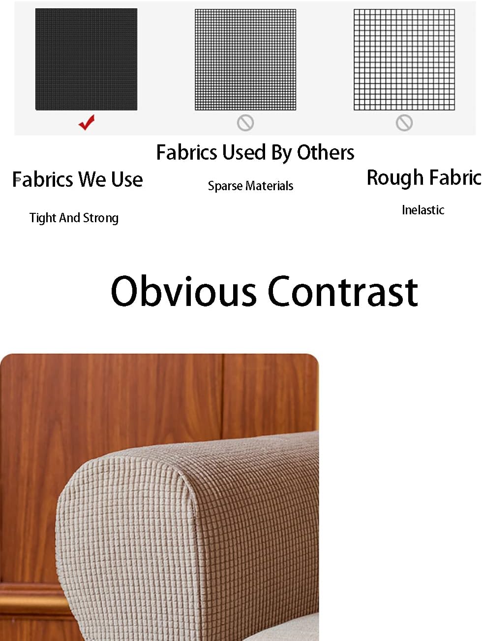 LINGXIYA Stretch Plush Armrest Covers, Spandex Armrest Slipcovers, Set of 2