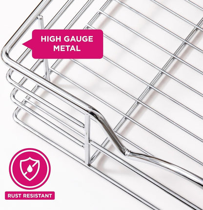 HOLDN’ STORAGE Pull Out Cabinet Organizer, Pantry Drawer, 14"W x 21"D x 5"H | Heavy-Duty Full-Extension, Roll Out Shelf for Pots, Pans & Under Sink Storage, Chrome, Require a 15.25"W Cabinet Opening