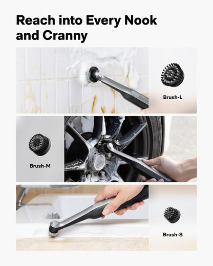 HOTO Wand™ Cordless Spin Scrubber, Electric Grout Brush, 12 Brush Heads | IPX7 Full Body Waterproof Bathroom Scrubber, Cleaning Brush for Grout, Tiles, Corners, Crevices