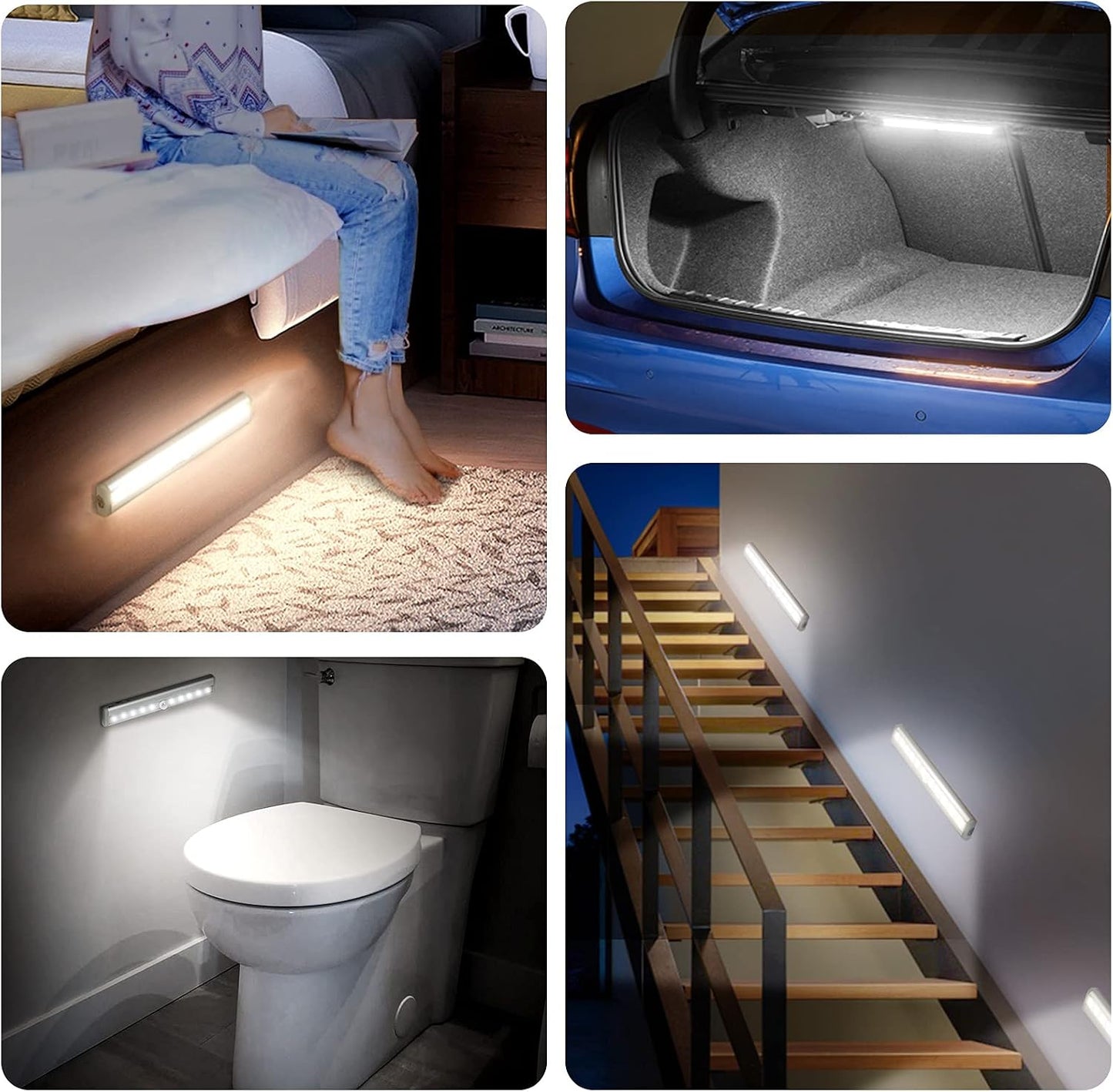 URPOWER Motion Sensor Light Indoor Motion Sensor Closet Lights Battery Operated Magnetic Under Cabinet Lights Strip Wireless Stick Up Night Lights (Cool White 2 Pack)