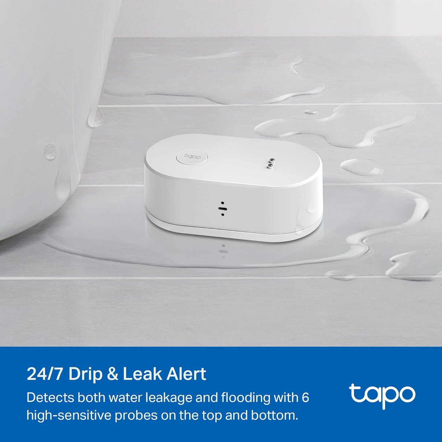 Tapo Smart Water Leak Detector, Requires Tapo Hub, T300 | Water Leak Sensor Wi-Fi with Rapid Dripping Detection, 90dB Adjustable Alarm, App Alerts, Works with Alexa and Google Home