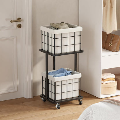 120L Vertical Laundry Sorter,3 Tier Metal Rolling Laundry Basket | Slim Tall Laundry Hamper 3 Section with wheels and 3 Removable Bags for Small Spaces, Dorm, Bathroom, Laundry Room, White