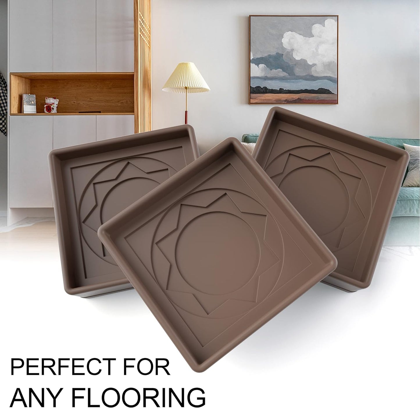 Furniture Coasters 4 Pcs 4” Furniture Caster Cups - Non Slip Furniture Pads Hardwoods Floors - Non Skid Grippers Rubber Furniture Feet Anti Slide Floor Protector for Bed Couch Stoppers Black