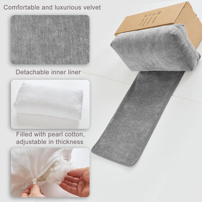 Chenille Neck Pillow for Sofa - Adjustable Headrest, Non-Slip Neck Support Cushion for Pain Relief, Comfortable Chair Pillow, Gray