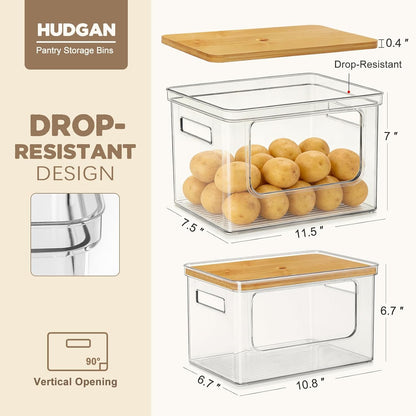 Hudgan Potato and Onion Storage Bin for Pantry Organizers Straight Side, Stackable, 2 Set