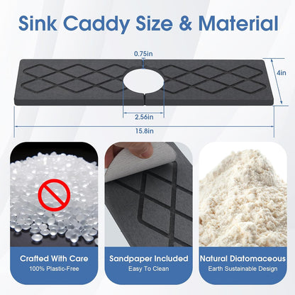 24 Inch Kitchen Sink Splash Guard, Sink Splash Guard Behind Faucet, Silicone Faucet Handle Drip Catcher Tray Mat for Kitchen, Bathroom Counter, Dark Gray, 23.6" x 4"