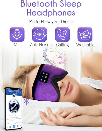 LC-dolida Sleep Headphones, 3D Sleep Mask Bluetooth Wireless Music Eye Mask, Sleeping Headphones for Side Sleepers Sleep Mask with Bluetooth Headphones Ultra-Thin Stereo Speakers Perfect for Sleeping
