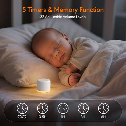 White Noise Machine with Night Light, 18 Soothing Sounds Portable Sound Machine for Baby Adults, Mini Travel Sound Machine for Sleeping with Memory Timer, Office Hotel Gift