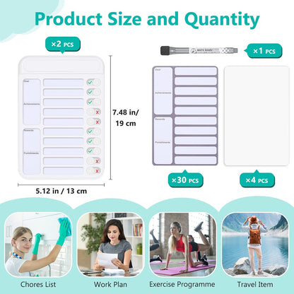 Dry Erase Chore Chart for Kids to Do List Magnetic Checklist Board Reusable RV Daily Routine Schedule Planning Boards with Blank Checklist Cardstock for Habit Tracker or Daily and Weekly Planner