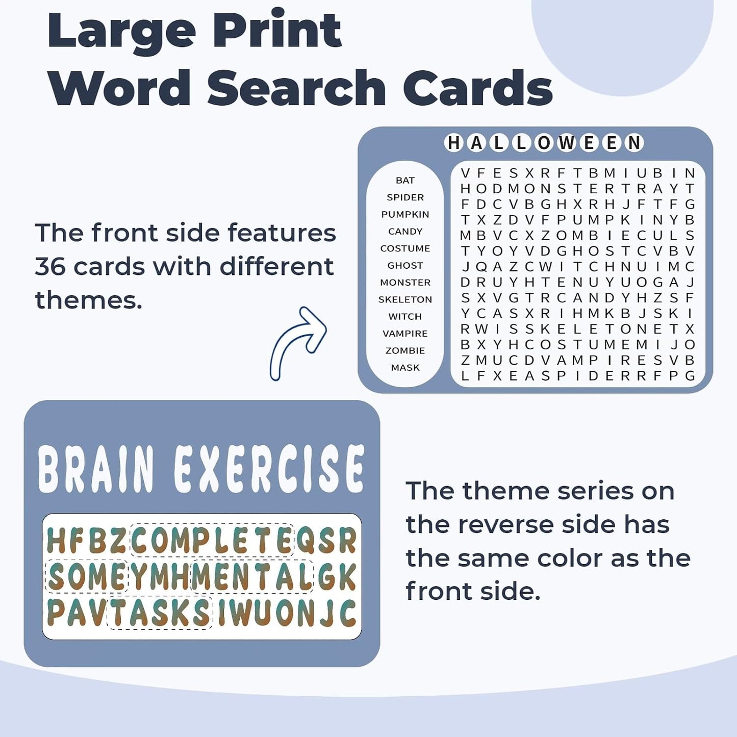 12 or 36 Pcs Reusable Word Search Cards for Dementia Game-Dementia Activities for Seniors with Alzheimer's-Elderly Alzheimer's Toys-Large Print Word Search Books (12 Reusable Word Search Card)