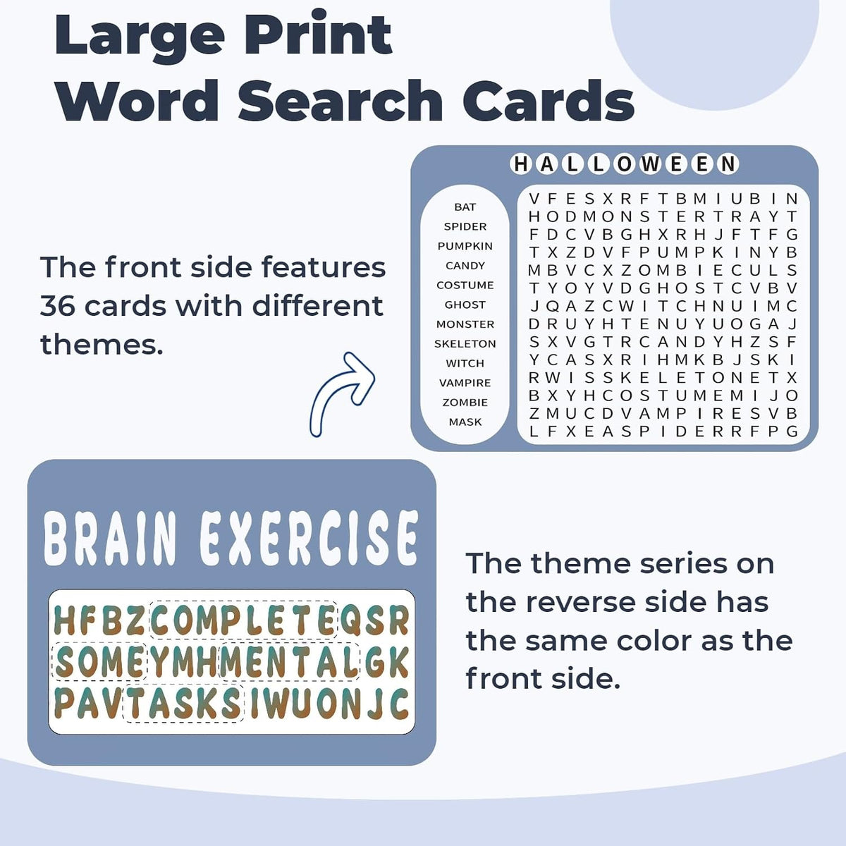 12 or 36 Pcs Reusable Word Search Cards for Dementia Game-Dementia Activities for Seniors with Alzheimer's-Elderly Alzheimer's Toys-Large Print Word Search Books (12 Reusable Word Search Card)