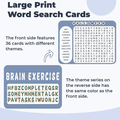 12 or 36 Pcs Reusable Word Search Cards for Dementia Game-Dementia Activities for Seniors with Alzheimer's-Elderly Alzheimer's Toys-Large Print Word Search Books (12 Reusable Word Search Card)