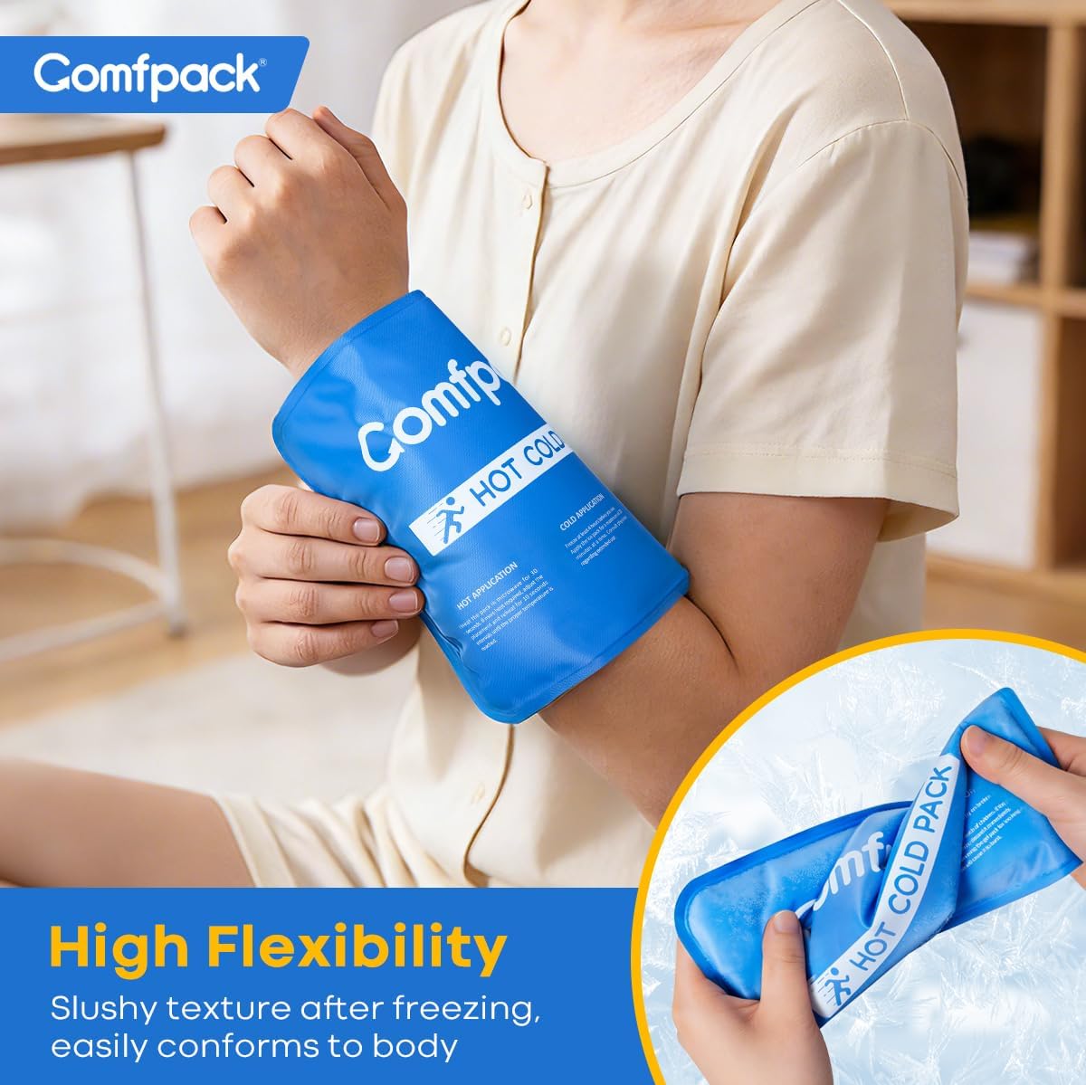 Comfpack Soft Ice Packs for Injuries Reusable, Double Side Hot Cold Therapy