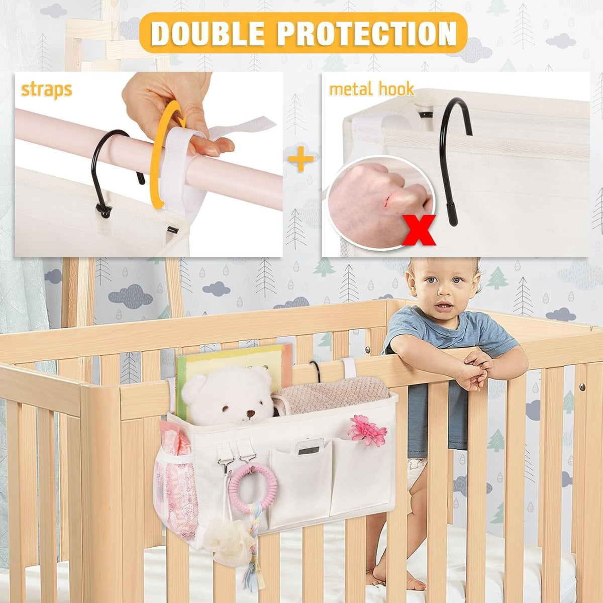 Lilithye Bedside Caddy, Bedside Storage Bag Hanging Organizer for Bunk Bed