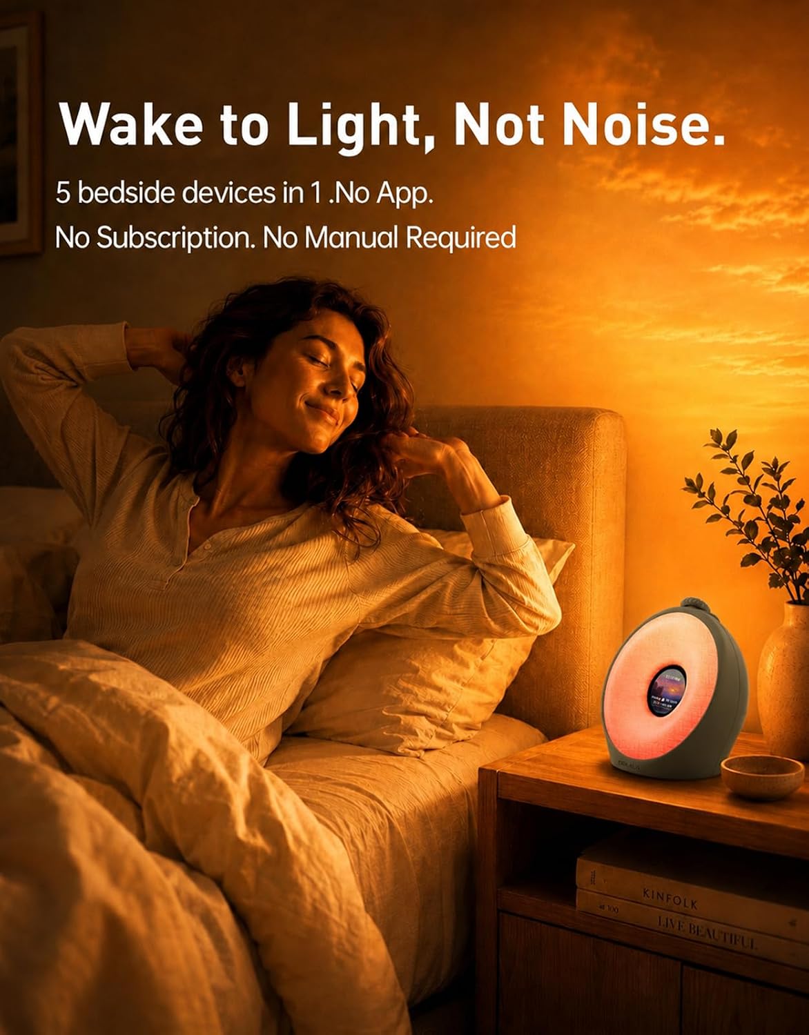 Dekala Sunrise Alarm Clock with Pulse Wake, 7-Day Programmable 4 Loud Alarm